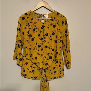 Chic Mustard Floral Blouse
